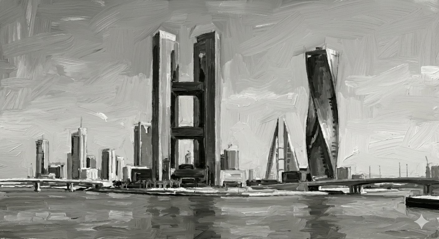 Bahrain skyline waterfront painting