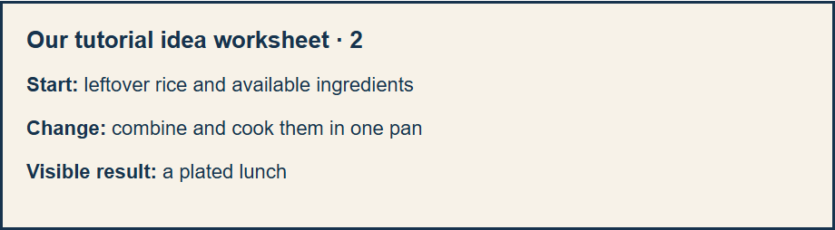Original worksheet naming the tutorial starting point and visible result