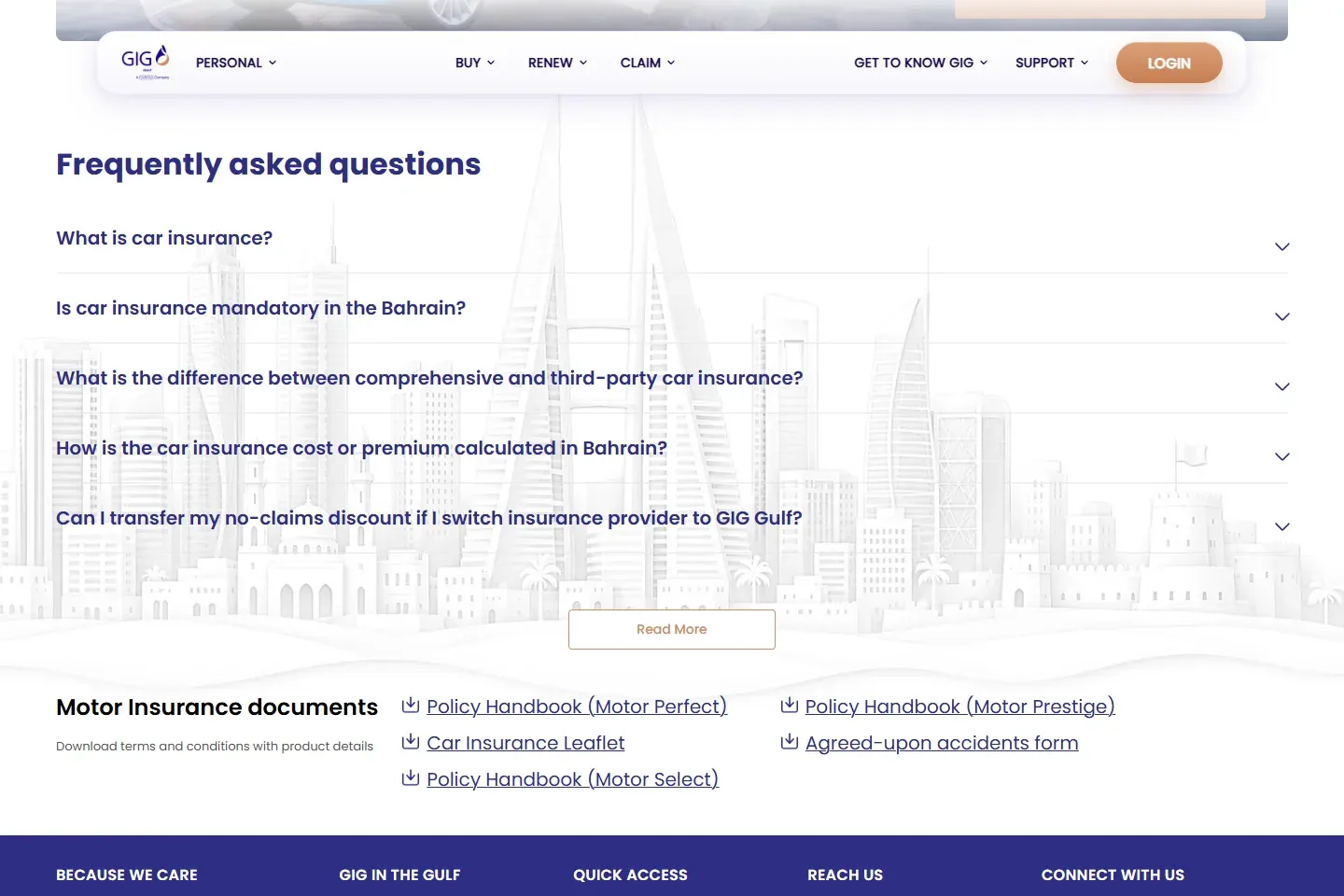 GIG Gulf Bahrain motor insurance questions and policy documents