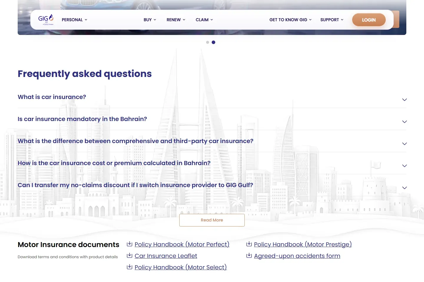 GIG Gulf Bahrain motor insurance questions comparing cover types