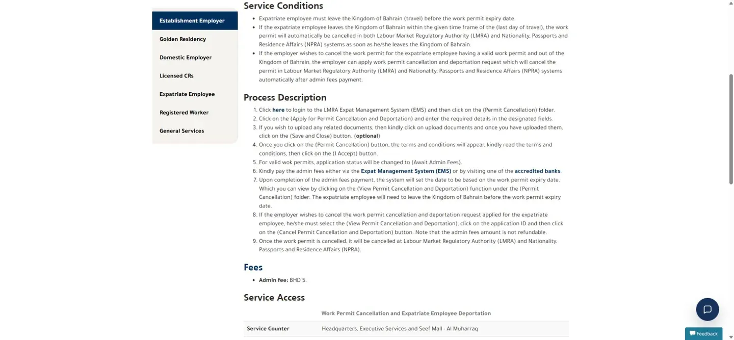 Official LMRA work permit cancellation conditions