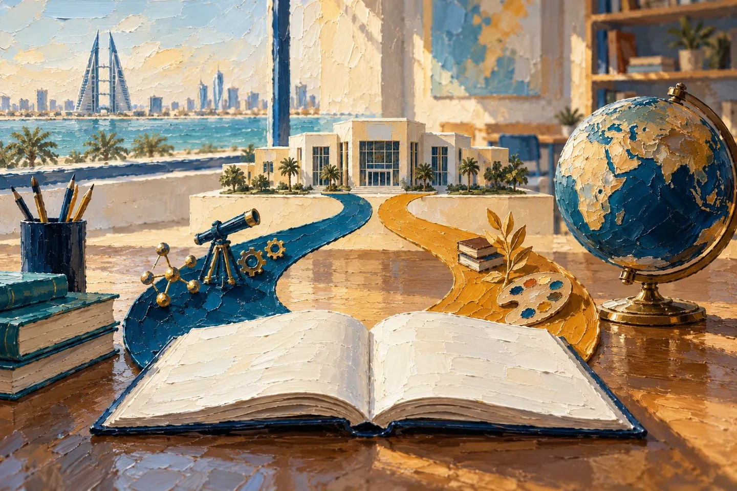 Conceptual editorial illustration for american schools in bahrain.