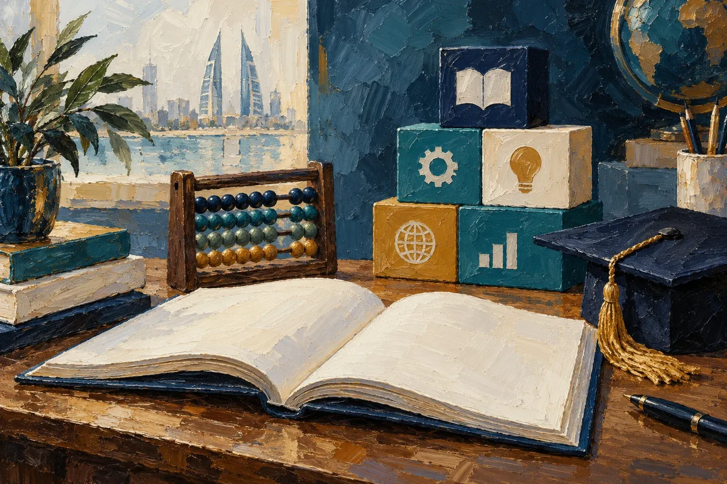 Conceptual editorial illustration for arab open university bahrain fees.