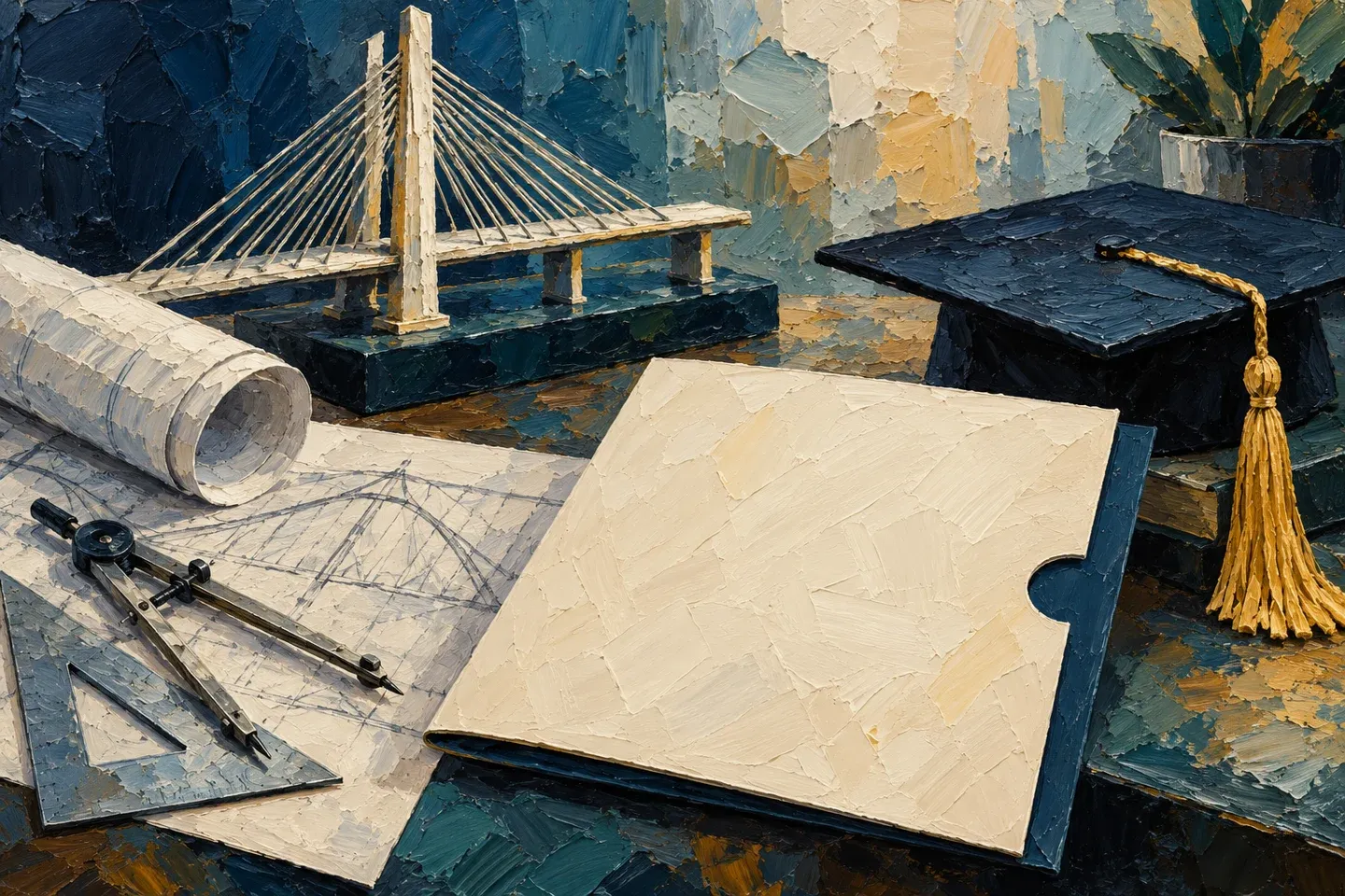 Conceptual editorial illustration for bahrain polytechnic admission.