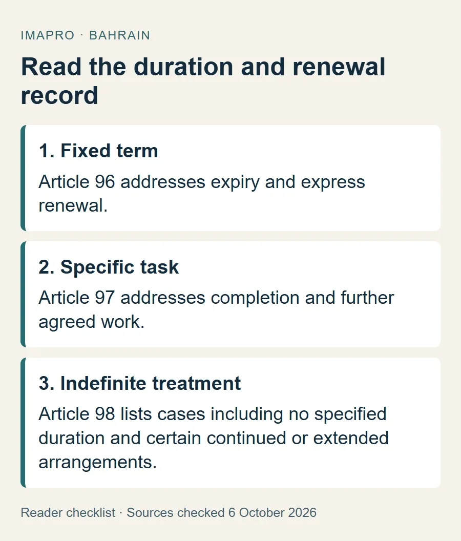 A comparison of fixed-term, specific-task and indefinite contract treatment.