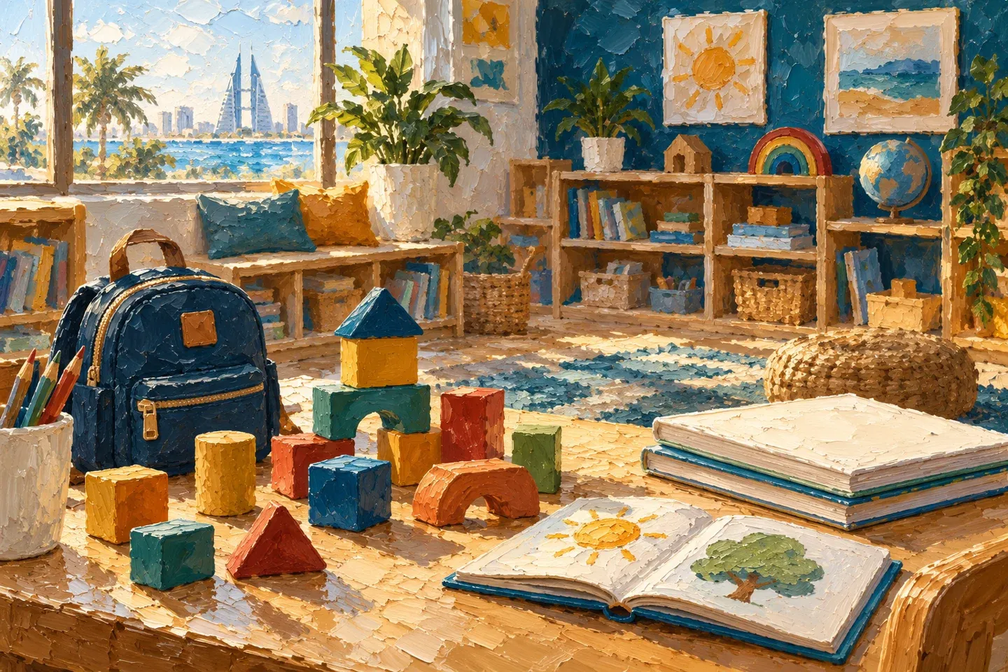 Conceptual editorial illustration for kindergarten in bahrain.