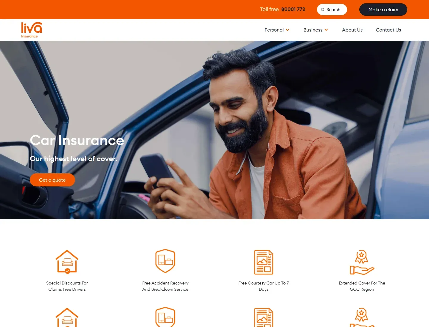 Liva Bahrain car insurance page