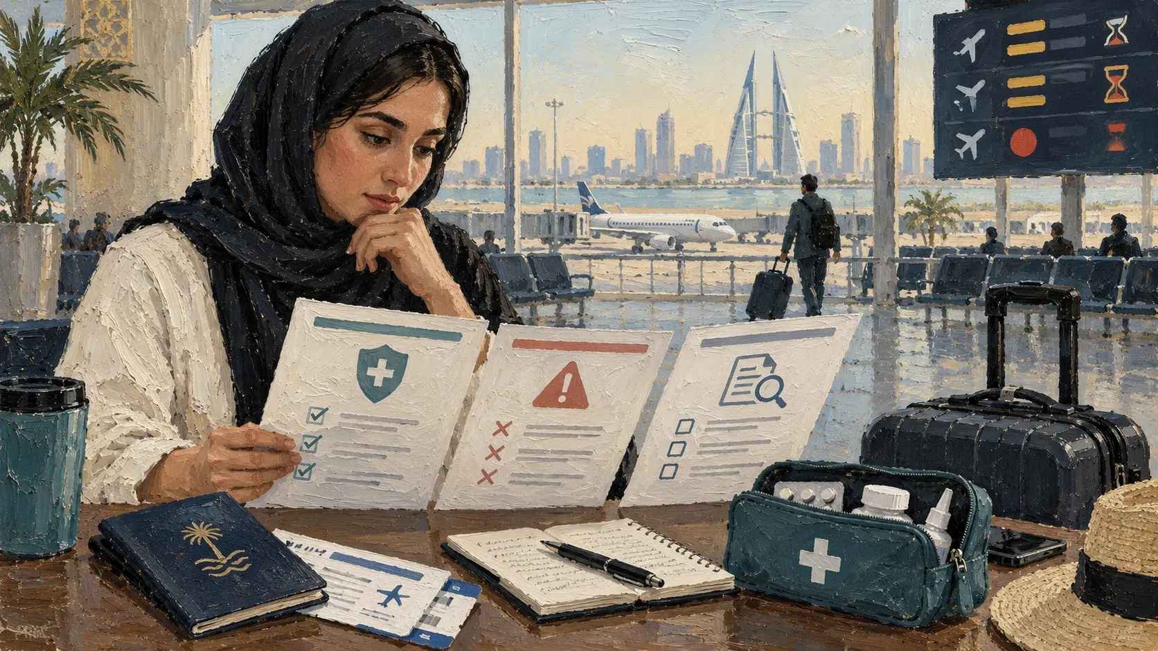 Editorial illustration for Travel Insurance Bahrain: Compare Cover, Exclusions and Claims