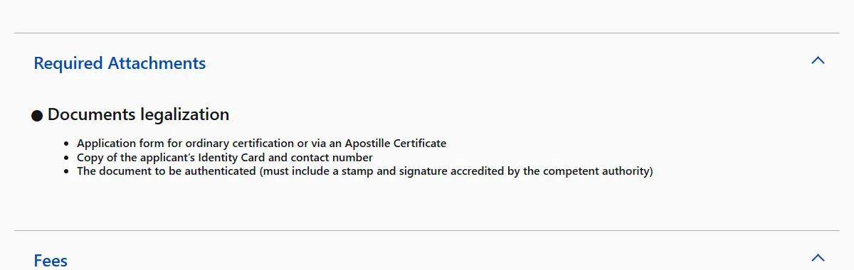 Official required attachments for Bahrain document legalization