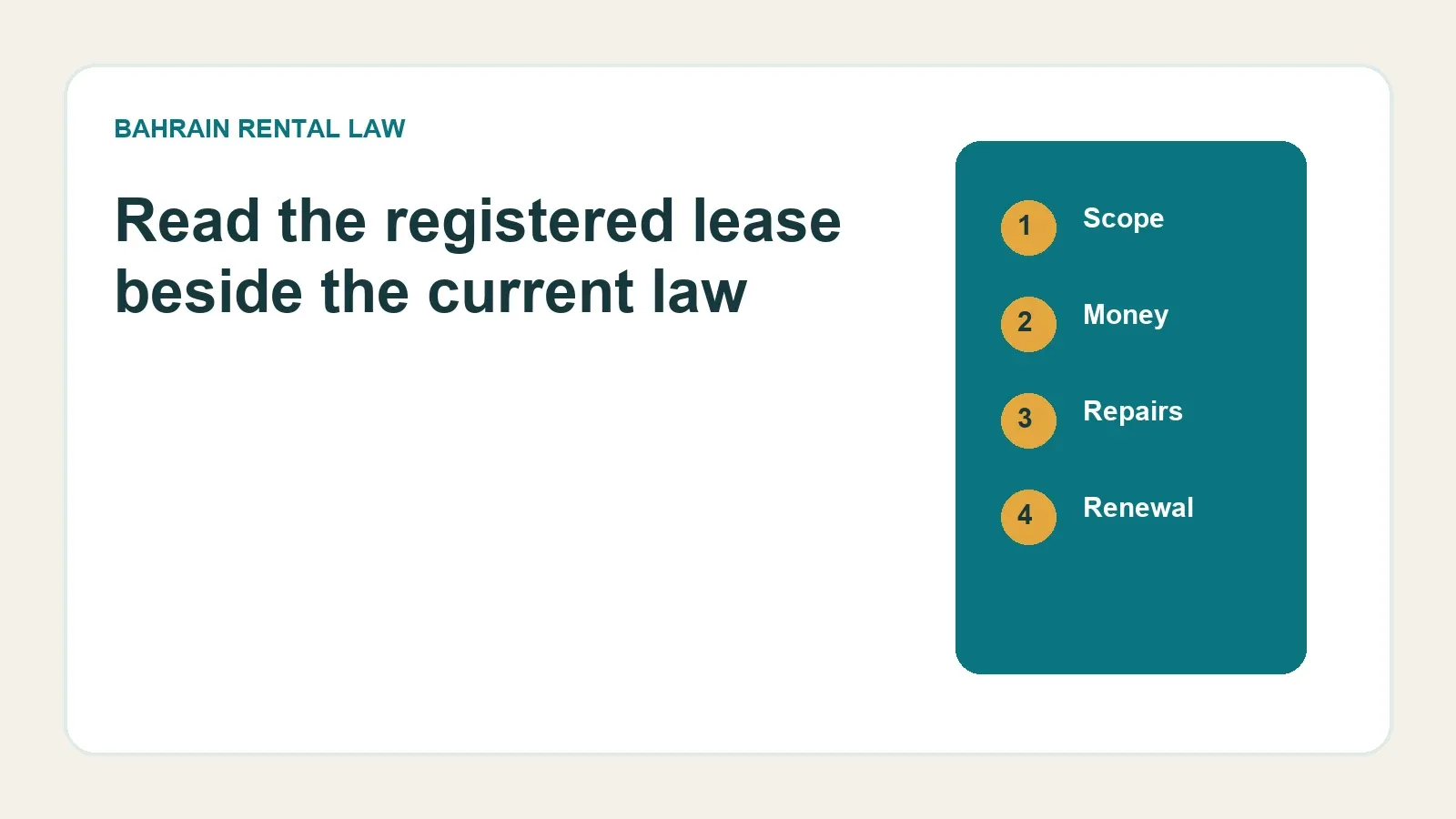 Bahrain Tenancy Law: Rent, Repairs, Renewal and Tenant Rights