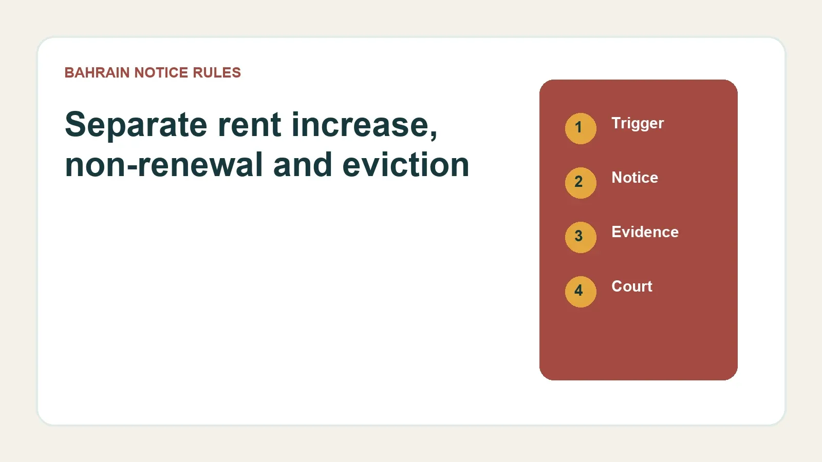 Eviction and Rent Increases in Bahrain: Notice, Evidence and Court Routes