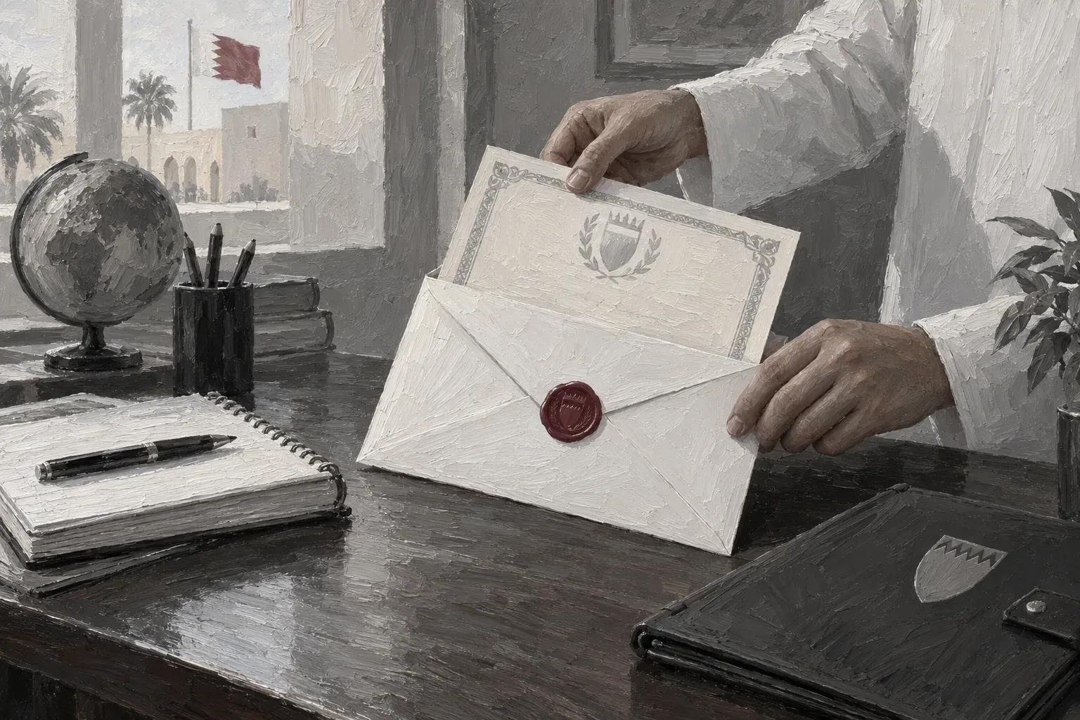 Original hand-painted illustration for replace school certificate bahrain