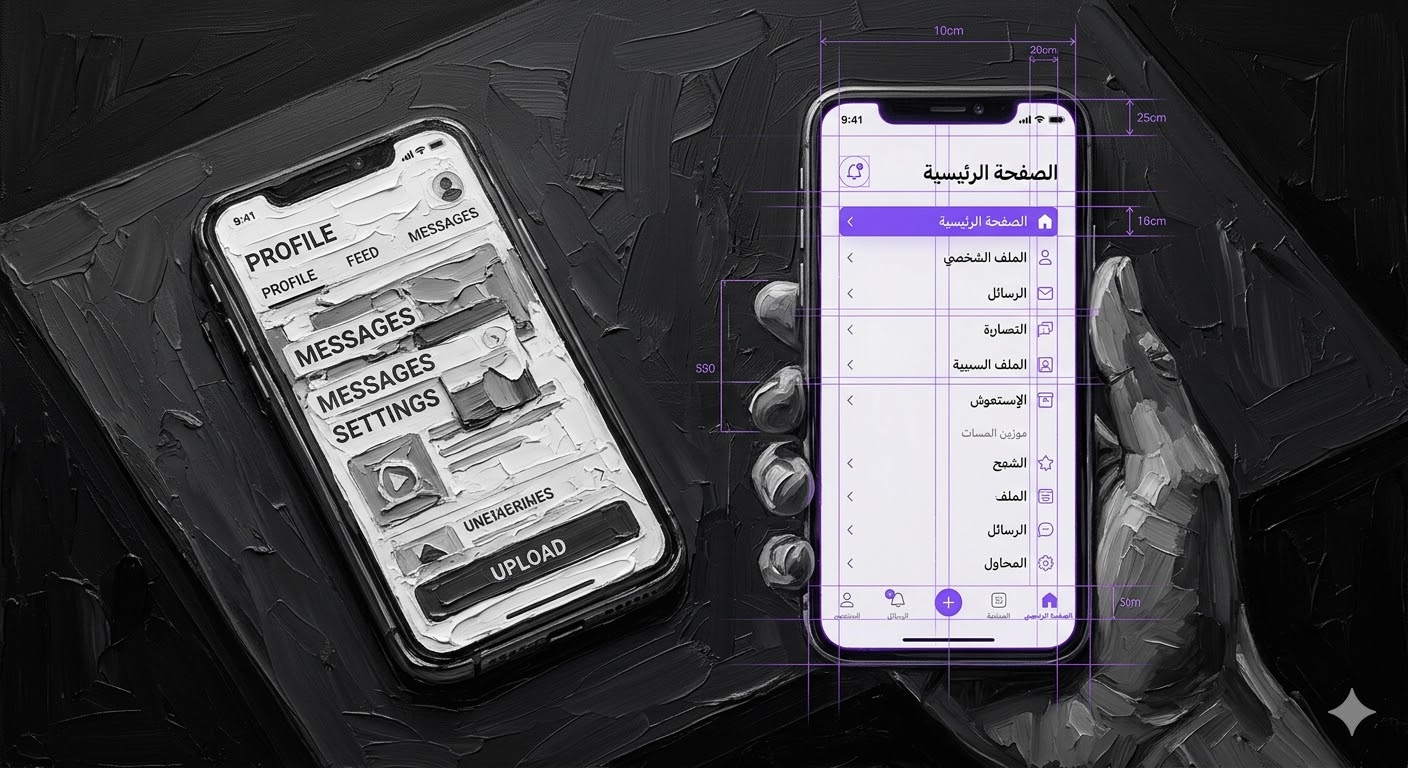 UX design Bahrain Arabic 2026 mobile app RTL interface with localised layout